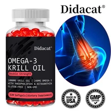 Antarctic Krill Oil Omega 3 1000mg, With Astaxanthin, Supports Brain Health