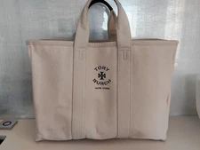 TORY BURCH Mercer St Canvas Tote Bag Lg - Natural - Cotton Lined 16” Width