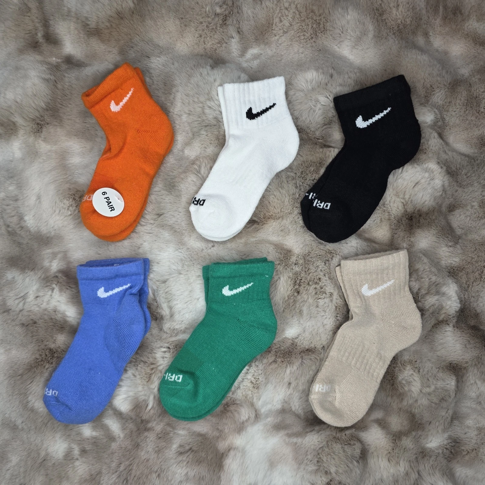 Nike Dri-Fit Cushioned Ankle Socks Multicolor 6 Pair Shoe Size 10C-3Y NWT