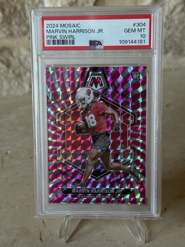 2024 Panini Mosaic Marvin Harrison Jr. Pink Swirl 01/13 Rookie RC #304 PSA 10