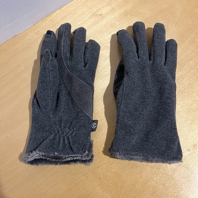 Isotoner Gloves Thinsulate Ultra Insulation Lined Grey ONE SIZE Fleece LEATHER