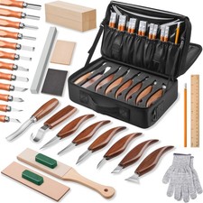 Olerqzer Wood Carving Set, 35-in-1 Wood Carving Beginner Set 35 pieces 