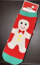 Holiday Time 2 Pairs Fuzzy Low Cut Women  s Socks Red/White/Green Gingerbread