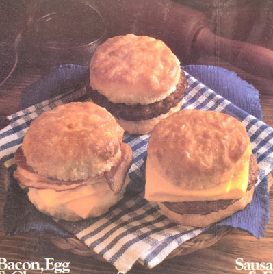 1984 McDonalds Restaurant Bacon Egg Cheese Sausage Biscuit Sandwich Placemat