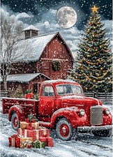 Christmas Diamond Painting Kits for Adults, 5D Winter Farm Truck Diamond Art Kit