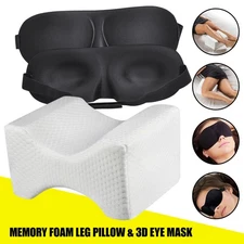 Memory Foam Leg Pillow for Side Sleepers With 3D Eye Mask Soft Relax Blindfold