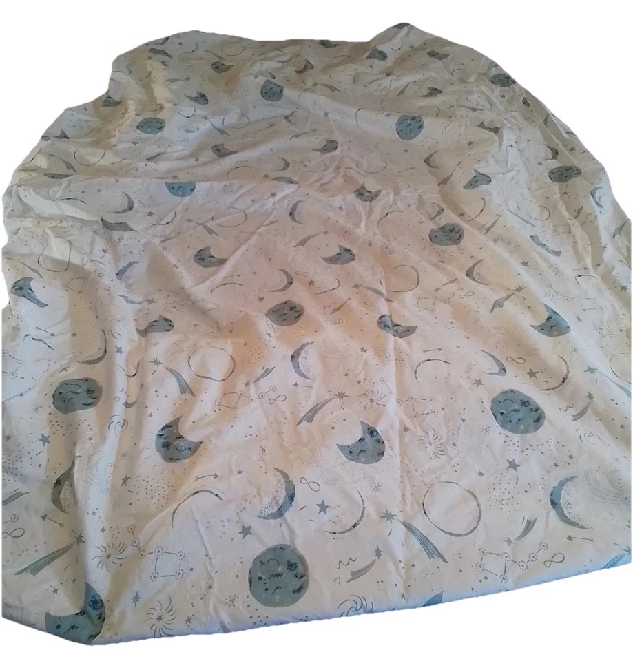 Company Kids Cielo Nocturno Sábana Ajustable y Plana Azul Blanco Lunas Estrellas Constelación Foto 4 de 4