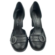 Gianni Bini Womens heels size 7 black leather Dorsay buckle Y2k vintage
