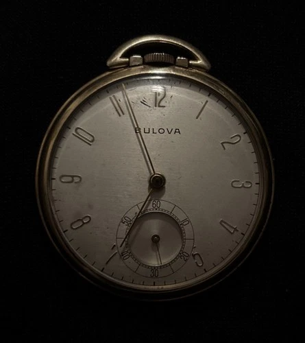 Vintage Bulova Antique Swiss Pocket Watch Model 17AH Running Condition