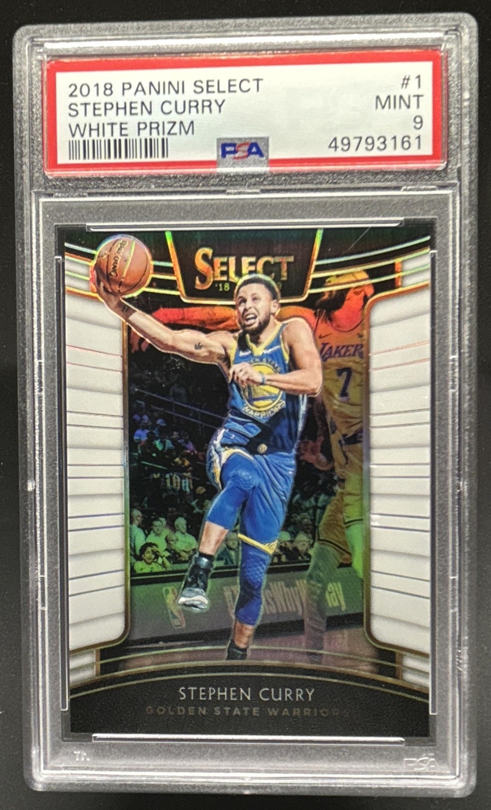 2018-19 Panini Select Stephen Curry White Prizm Concourse #/149 Warriors PSA 9