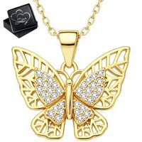 Kette Damen Schmetterling 925 Silber Gold Halskette AnhäNger Schmuck Geschenk