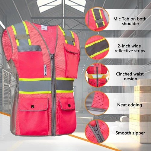 HYCOPROT Safety Vest for Women Mesh Reflective Lady High Visibility Construct... image 2