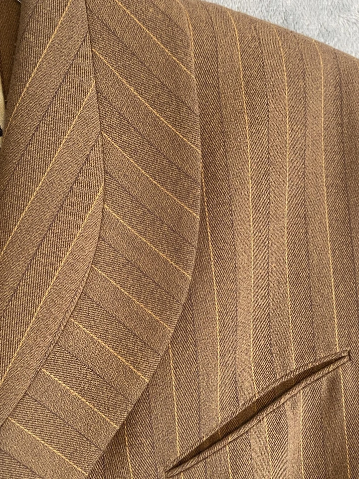 Blazer Richard Tyler Mujer 10 Marrón Rayas 3 Botones Hecho en EE. UU. De Colección Foto 3 de 4