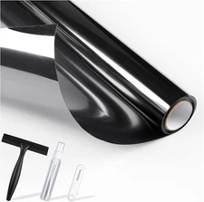 rabbitgoo One Way Window Privacy Film 17.5x6.5ft UV Heat Blocking Tint Black.