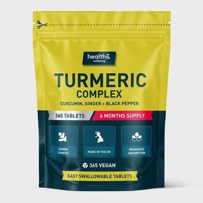 Kurkuma Tabletten 2000mg + Ingwer + schwarzer Pfeffer | 365 Tabletten - vegane Nahrungsergänzung