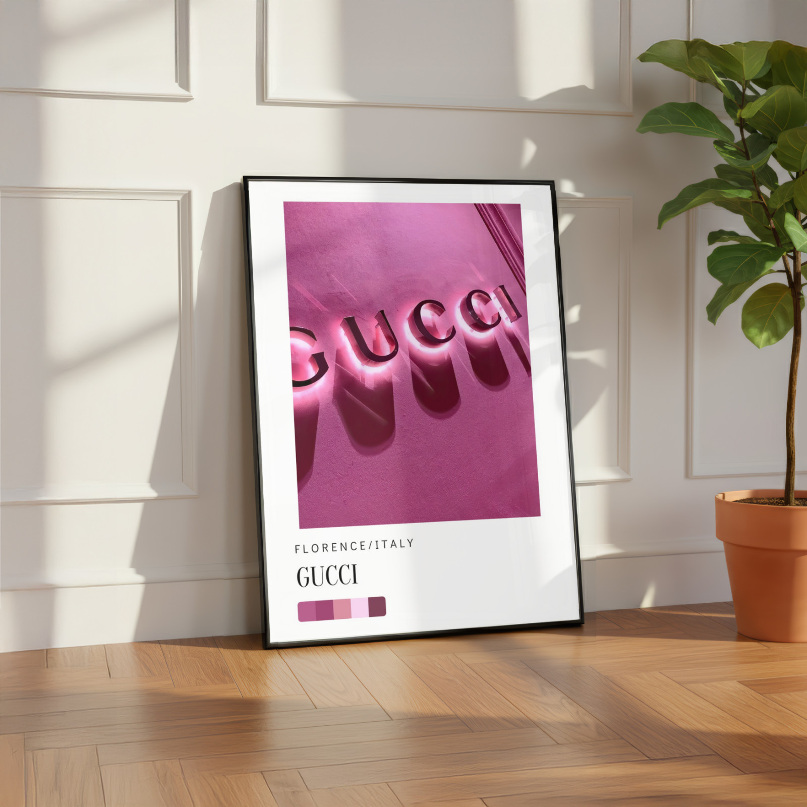 Gucci Florence Wall Art Print – Pink Luxury Fashion Poster - Designer Home Decor thumbnail 2
