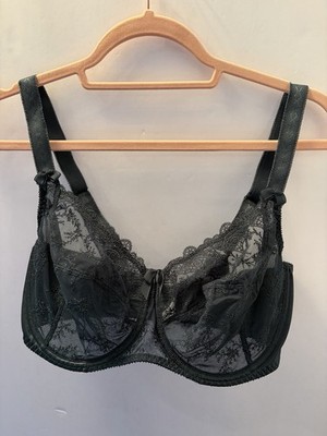 Empreinte Louise Full Cup Bra 36F Green Lace Underwire French Luxury Lingerie