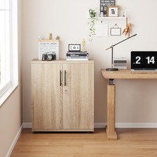 2 Door Locking Office Storage Cabinet Wooden Filing Cupboard Sonoma Oak