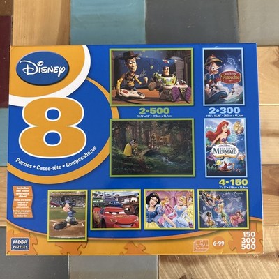 DISNEY Mega Puzzles 6 Pack puzzles 4 - 150, 2 - 300 pc Mickey, Cars, Pinocchio.