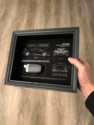 Lamborghini Huracán Bauplan & Schlüsselrahmen, von FramedCash | Lamborghini Wandbild