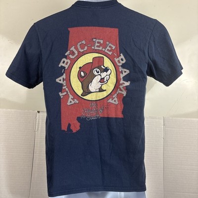 Buc-ees Ala-Buc-ee-Bama YOUTH L/Adult S Blue T-Shirt Heart Of The South Alabama