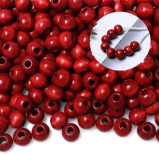 300Pcs 12Mm Red Wood Macrame Beads for Handmade Crafts, Large Hole Wooden Loo...