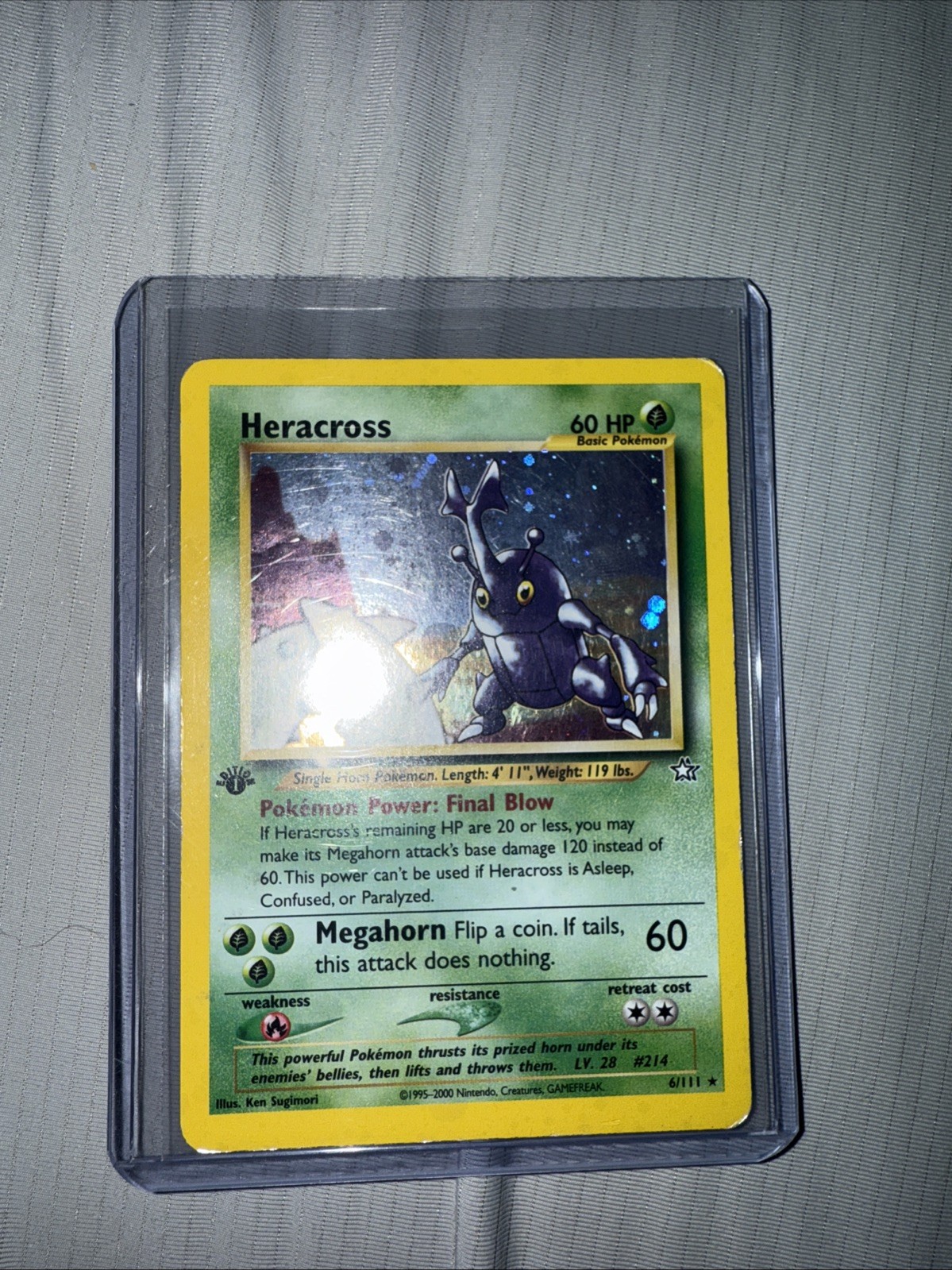 Heracross 1st Edition Neo Genesis 6/111 Holo Rare 2000 Pokemon Card 