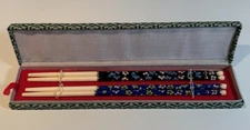 Cloisonné enamel chopsticks with floral design