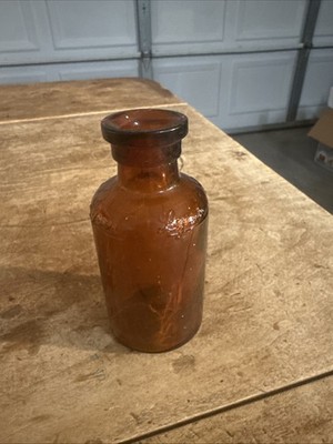 Vintage Small Amber Lysol glass Bottle, Empty