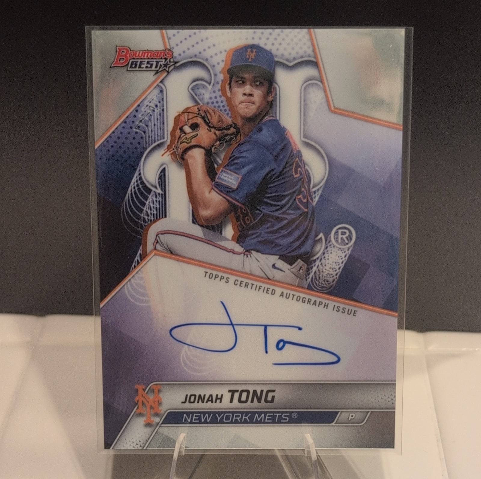 Topps 2025 Bowman Chrome Prospect Autographs Rookie Jonah Tong Mets #CPA-JTO