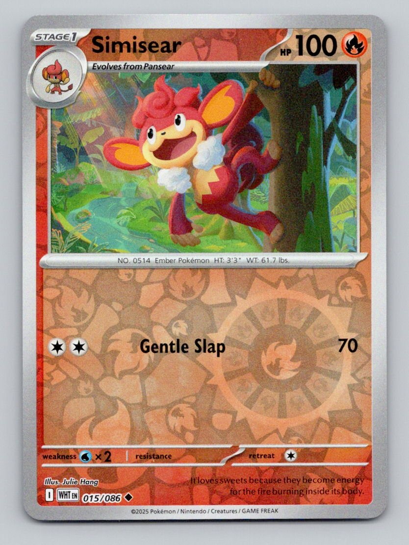 Simisear 015/086 Uncommon White Flare Pokemon Reverse Holo Near Mint