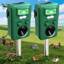 2 Pack 2025 Solar Ultrasonic Bird Repellent Devices Outdoor Deer Repellent De...