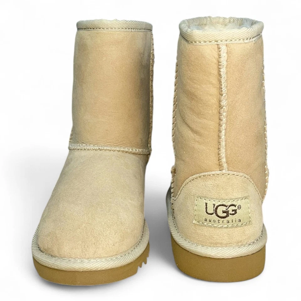 Toddler Ugg Classic Short Sheepskin Lined Winter Boots , Sand - Image 4 of 4