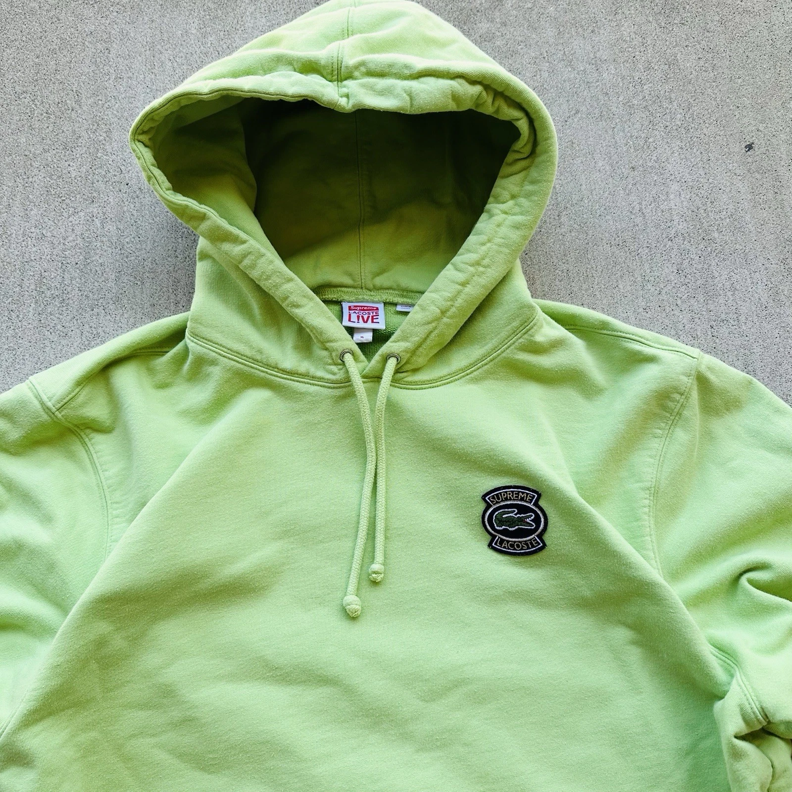 Supreme X Lacoste Felpa con Cappuccio Uomo Taglia Xl Pullover Verde Lime