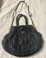 PRADA Black Satchel Top Handle Bag Detachable Strap Gold Hardware Zip Magnetic