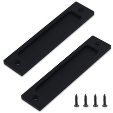 2 PCS Rectangular Recessed Door Pull Handle Sliding Barn Flush Metal Black