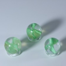 Vintage 4-Vane Cat's Eye Marbles Mint Green Clear Glass 15-16mm Set of 3 Heaton 