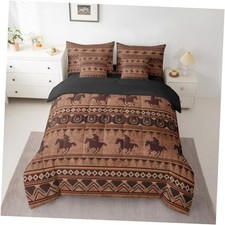 Western Decor Comforter Set with Sheets Size Horse Bed in a Full Rustic Brown