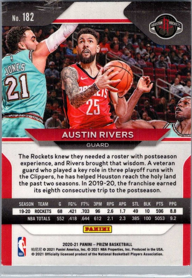 Austin Rivers #182 2020-21 Panini Prizm Houston Rockets MBKC#138 | eBay
