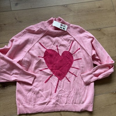 XOKR Kerri Rosenthal Sweater Small Pink Heart Mock Neck Cropped Boxy Oversized