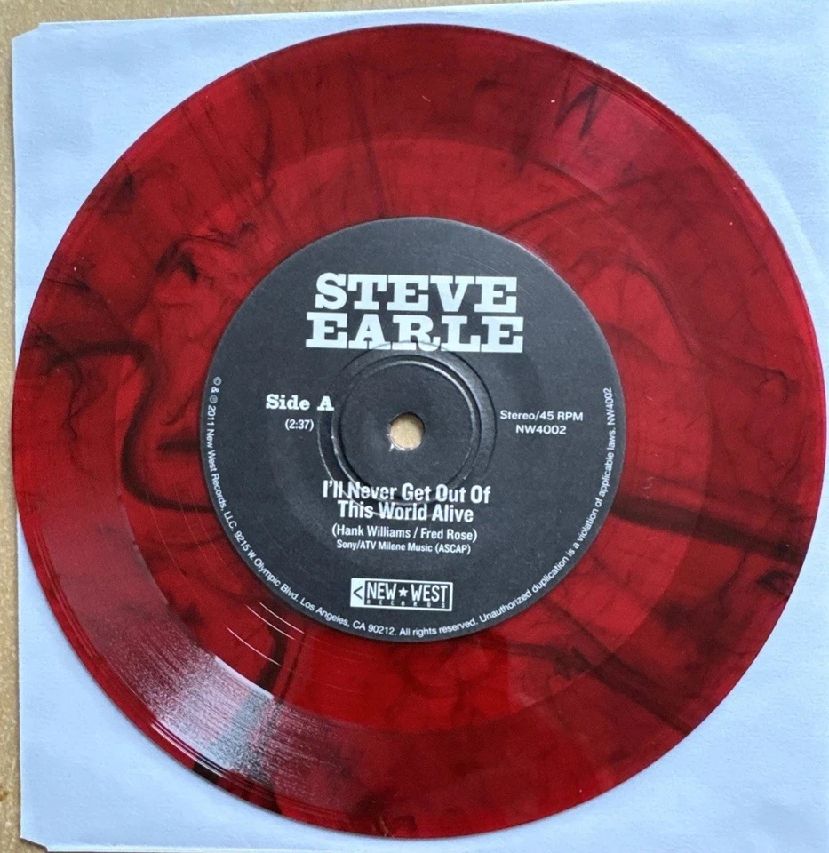 I'll Never Get Out of This World Alive Singly Steve Earle Red 7" vinyl - Image 4 of 4