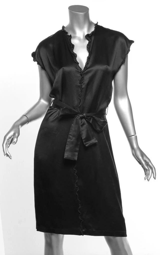 SAINT LAURENT (YSL) Abito senza maniche YVES SAINT LAURENT RIVE GAUCHE nero con cintura al ginocchio S