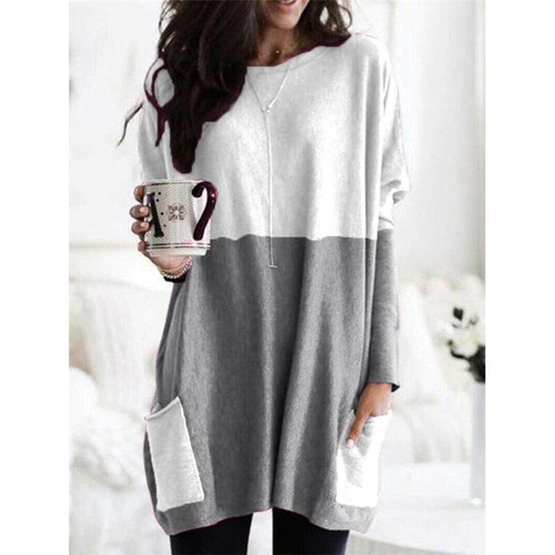 Pullover Langarm Pullover Jersey Oberteile Kleid Damen Bluse Winter Übergröße - Bild 7 von 13
