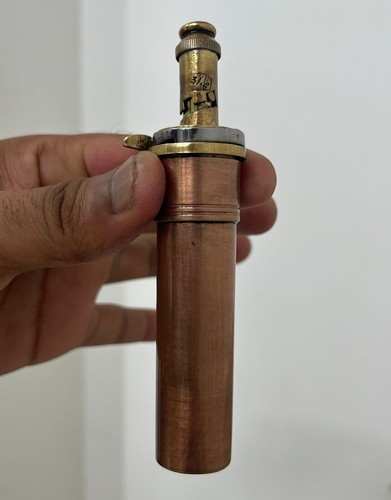 Victorian Style Miniature 4'' Round Cylindrical Vintage Look Copper Gun Bottle - Picture 1 of 15