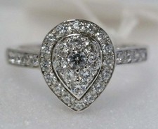 1.90CT Simulated Sapphire Pear Face Double Halo Style Women's Luxury Bride Ring