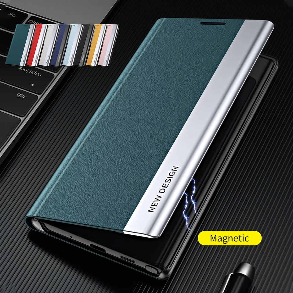 Funda magnética de cuero con soporte abatible para Samsung Galaxy S24 Ultra S23 S22 S21 Foto 2 de 4