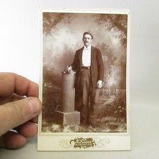 Cabinet Card Photo Photograph Man Moustache Mountain Lake MN Minnesota 1900 NAME
