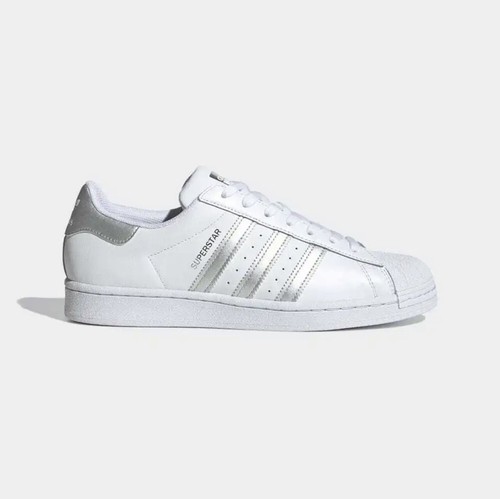 Brand New- Size 11M- Adidas Superstar White Silver Metallic - FX2329 | eBay