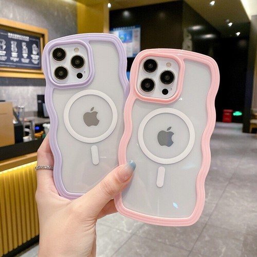 Magsafe Magnetic Curly Wavy Clear Case For iPhone 16 15 14 Pro Max 13 12 Cover - Picture 2 of 29