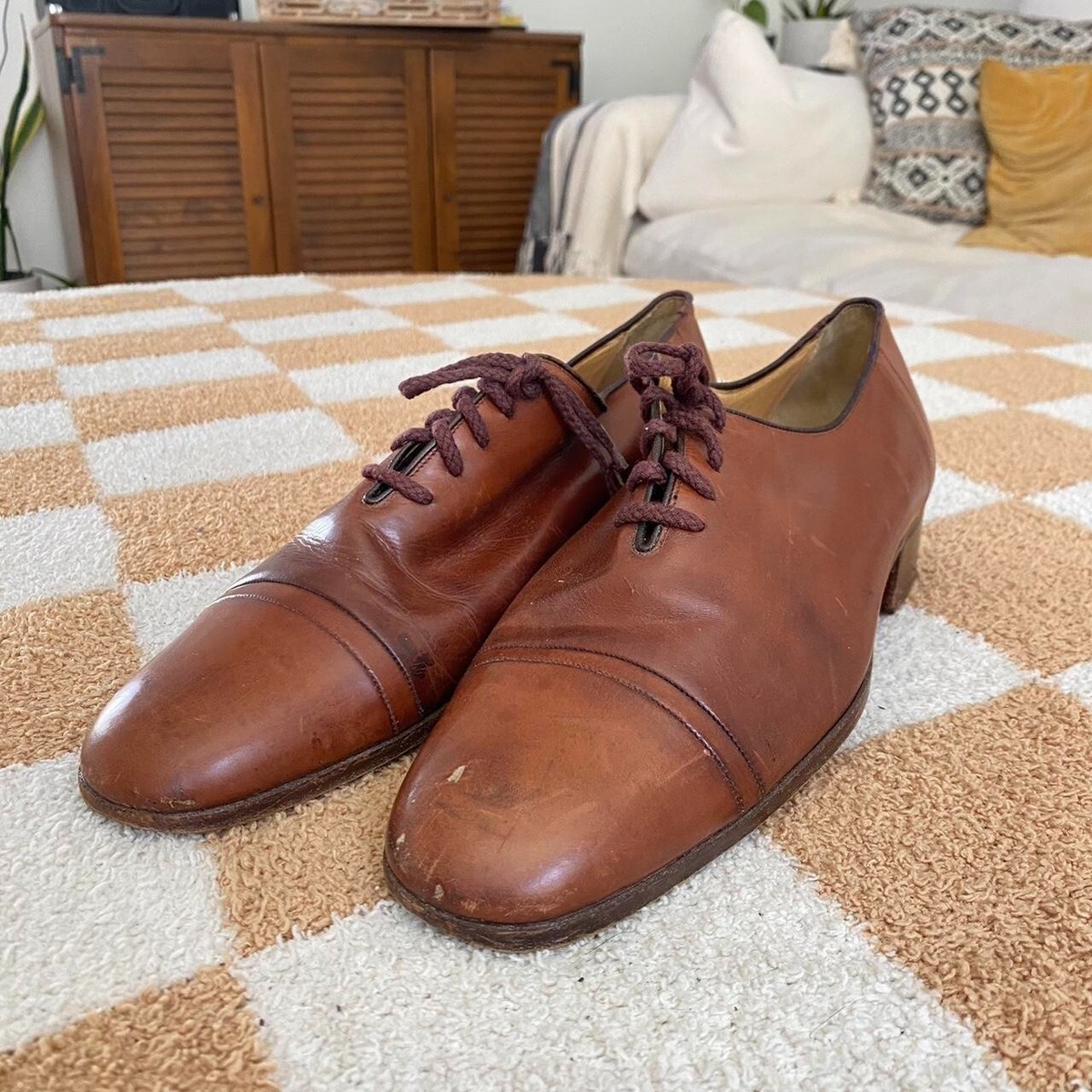 RICHARDS HANDCRAFTED LACE UP OXFORDS DRESS SHOE BROWN MADE  display picture 2